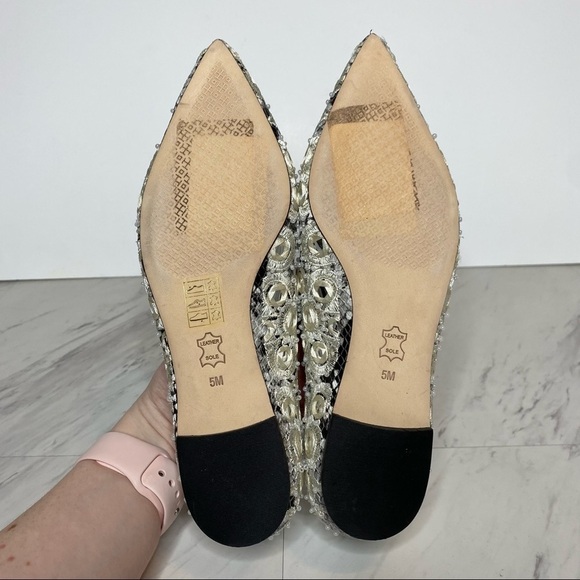 New! Tory Burch Yasmin White Embroidered Pointed Toe Flat 5 - Picture 11 of 13
